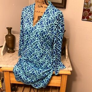 Lilly Pulitzer Blue and Aqua Long Sleeve Dress Sz 10! Fabulous!!
